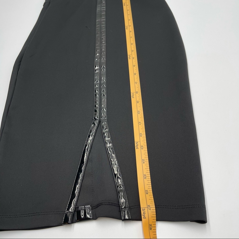 2B Bebe Black faux Leather Trim Pencil Skirt - Picture 5 of 13